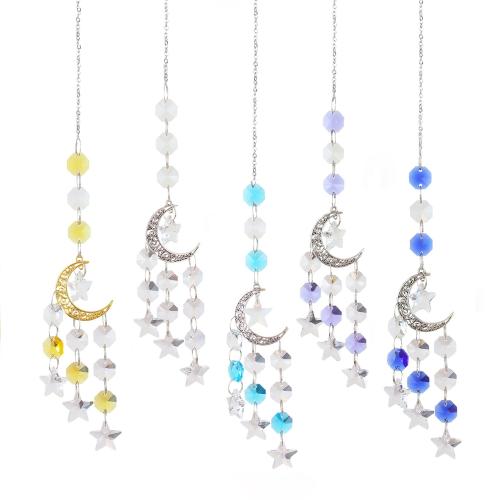 alliage de zinc Windbell, avec cristal, lune, Placage de couleur argentée, pour la maison et le bureau, plus de couleurs à choisir Vendu par PC[