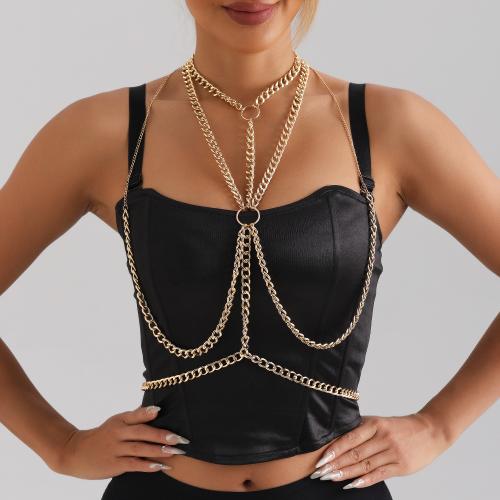 Body Chain Jewelry, Zinc Alloy, gold color plated, for woman & hollow 