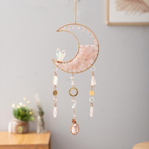 Fashion Dream Catcher, Brass, with Natural Stone, handmade, for home and office, pink 