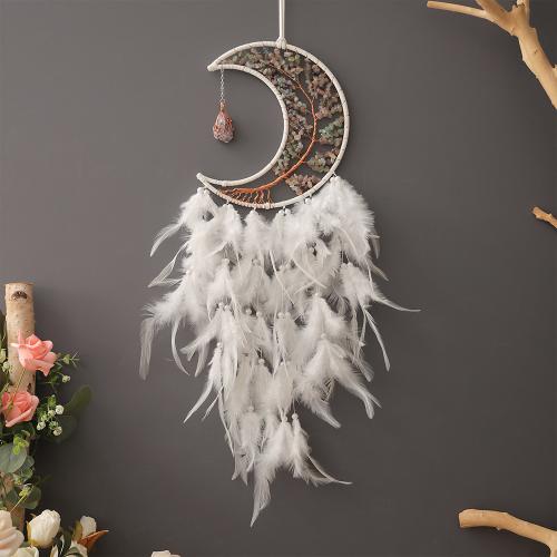 Fashion Dream Catcher, Iron, with leather cord & Feather & Brass, handmade, for home and office 