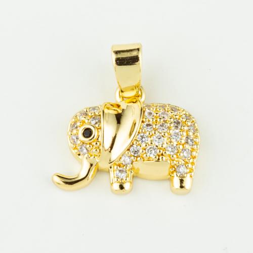 Colgante de Micro Pavé de Zirconía Cúbica, metal, Elefante, chapado en oro real, Bricolaje & micro arcilla de zirconia cúbica, dorado, Vendido por UD