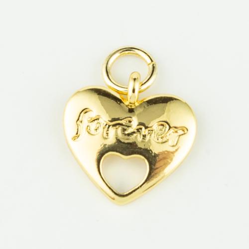 Brass Heart Pendants, real gold plated, DIY, golden 