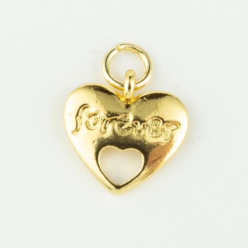 Brass Heart Pendants, real gold plated, DIY, golden 