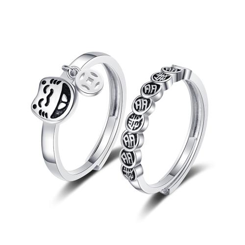 Bague en laiton, Placage, styles différents pour le choix & pour femme & émail, argent, Vendu par PC