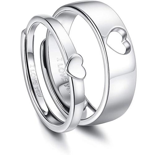 Bague en laiton, cupronickel, Placage, 2 pièces & unisexe, argent, Vendu par fixé