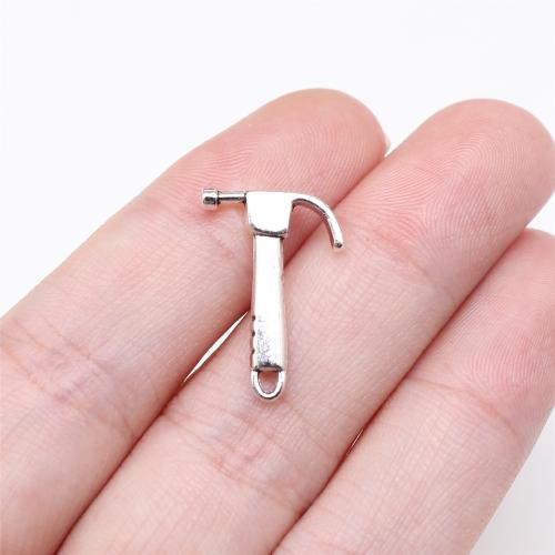 Zinc Alloy Tool Pendants, hammer, antique silver color plated, DIY 