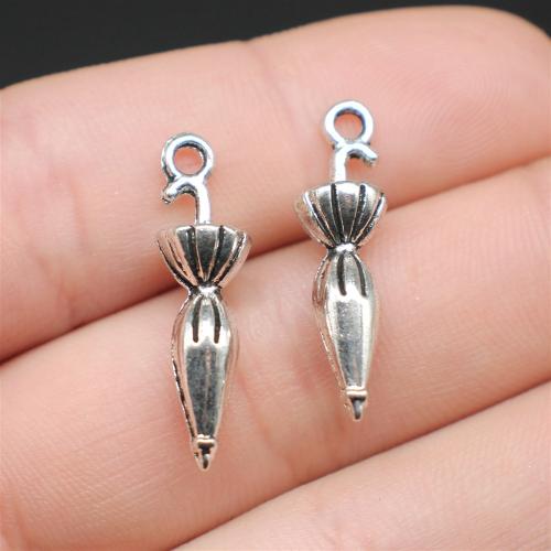 Zinc Alloy Jewelry Pendants, Umbrella, antique silver color plated, DIY 