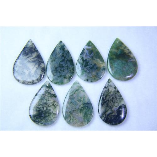 Moss Agate Pendants, Teardrop, polished, DIY [