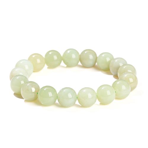 Hetian Jade Bracelet, Round, handmade, folk style & for woman, beads length 12mm Approx 6.5-7 Inch [