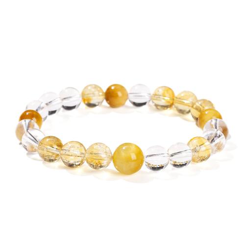 Clear Quartz Bracelet, with Tiger Eye & Citrine, Round, handmade, folk style & Unisex, beads length 8mm,10mm Approx 6-6.5 Inch 