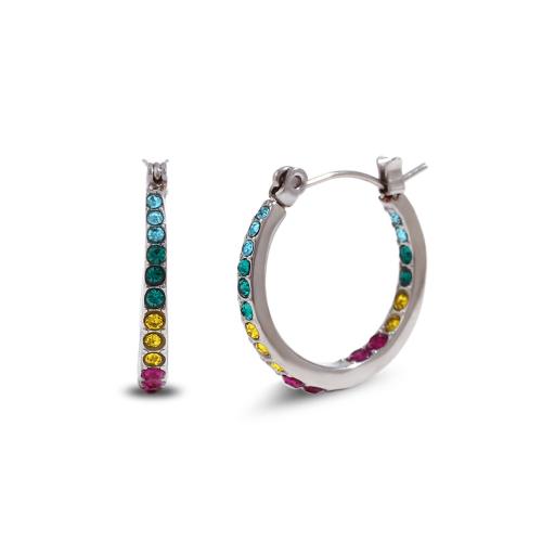 Stainless Steel Hoop Earring, 316L Stainless Steel, fashion jewelry & for woman & with rhinestone 