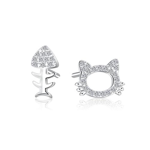 Silver Earring Zircon pavent Sterling, Argent sterling 925, bijoux de mode & pavé de micro zircon & pour femme x5mm; x7.7mm, Vendu par paire