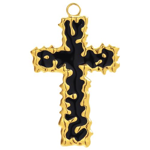 Enamel Stainless Steel Pendant, 304 Stainless Steel, Cross, Vacuum Ion Plating, DIY 