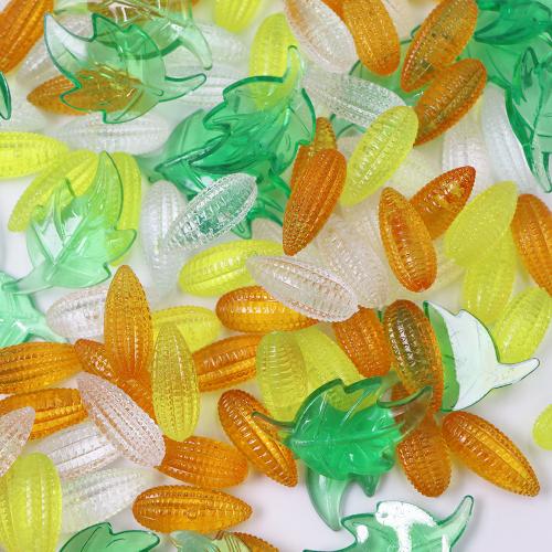 Acrylic Decoration, injection moulding, DIY, mixed colors, Small corn 25*10mm, small leaves 37*21mm 