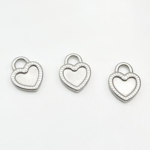 Stainless Steel Heart Pendants, 304 Stainless Steel, silver color plated, DIY 