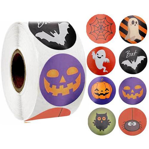 Adhesive Sticker Sticker Paper, with Copper Printing Paper, Halloween Design, 25mm 