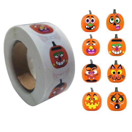 Kleber +Aufkleber Aufkleber Papier, mit Kupferdruckpapier, Design für Halloween, 25mm, 500PCs/Spule, verkauft von Spule