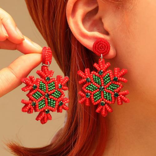 Glass Seed Beads Earring, Cloth, with Seedbead, fashion jewelry & with rhinestone 