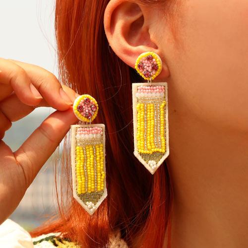 Glass Seed Beads Earring, Felt, with Seedbead, fashion jewelry 