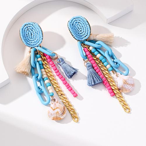 Fashion Create Jewelry Earring, Seedbead, with Cotton Thread & Zinc Alloy & Acrylic, fashion jewelry, multi-colored 