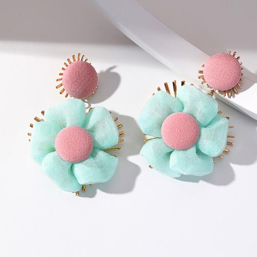 Fashion Create Jewelry Earring, Zinc Alloy, with Cloth, Flower, plated, fashion jewelry, multi-colored 