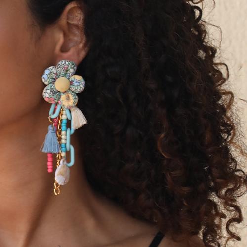 Fashion Create Jewelry Earring, Seedbead, with Cotton Thread & Zinc Alloy & Acrylic, fashion jewelry, multi-colored 