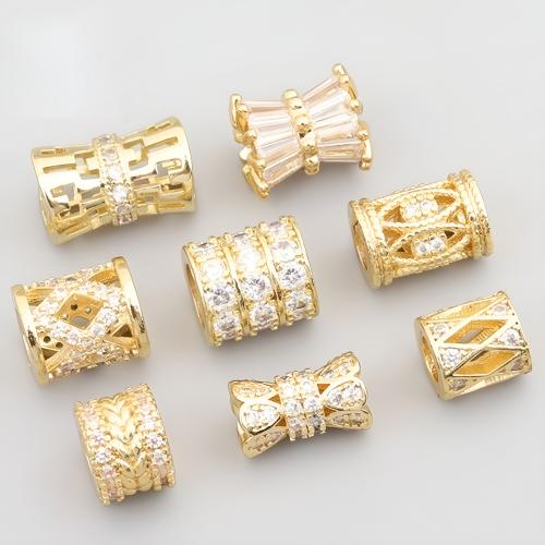 Brass Spacer Beads, plated, DIY & micro pave cubic zirconia, golden [