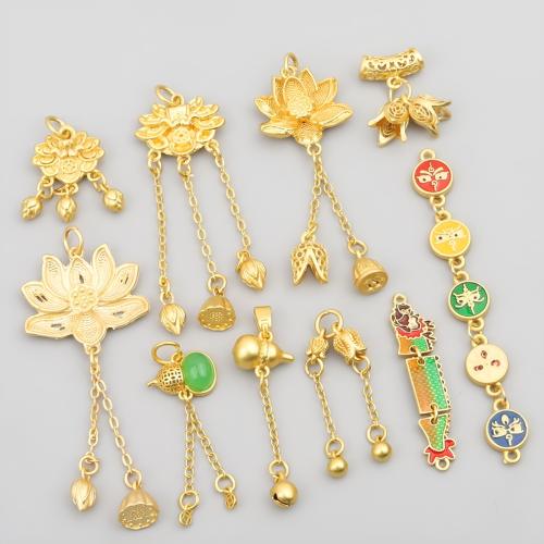 Gemstone Zinc Alloy Pendants, with Gemstone, plated, DIY & enamel, golden [