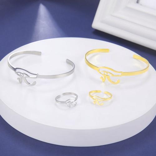 Fashion Stainless Steel Jewelry Sets, 304 Stainless Steel, bangle & finger ring, Vacuum Ion Plating, Unisex 