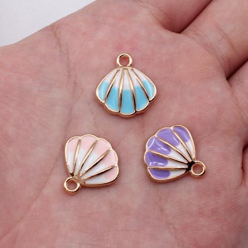 Zinc Alloy Enamel Pendants, Shell, gold color plated, DIY 