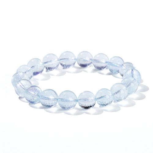 Aquamarine Bracelet, Round, handmade & for woman, Grade AAAAA Approx 6-7.5 Inch 