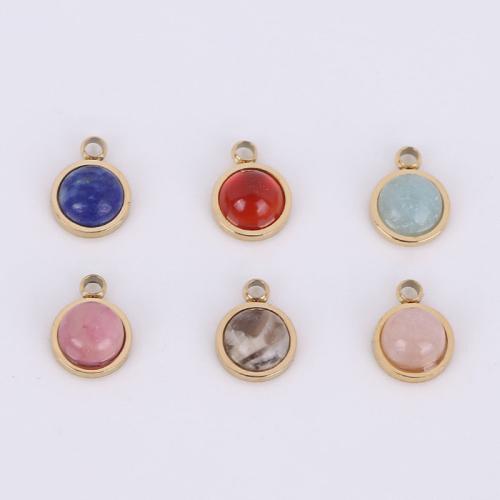 Gemstone Jewelry Pendant, 316 Stainless Steel, with Natural Stone, Vacuum Ion Plating golden 