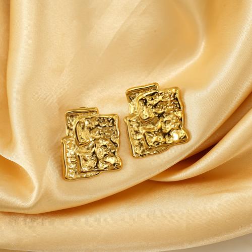 Acier titane boucle d oreille dormeuse, Placage de couleur d'or, pour femme Vendu par paire