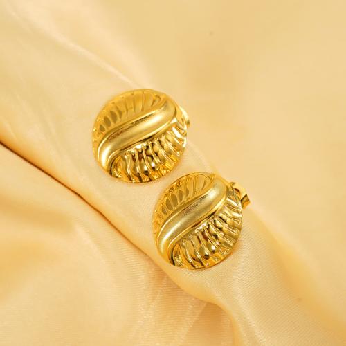 Acier titane boucle d oreille dormeuse, Placage de couleur d'or, pour femme, Vendu par paire