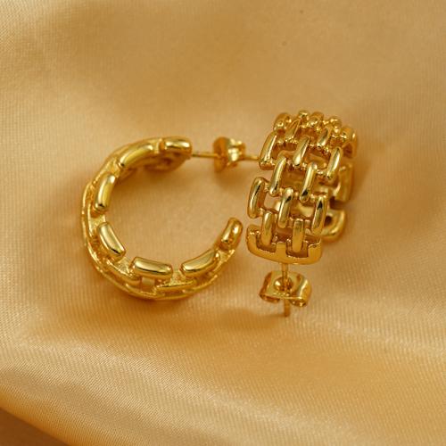 Acier titane boucle d oreille dormeuse, Placage de couleur d'or, pour femme, Vendu par paire