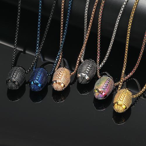 Collier de bijoux de titane, Acier titane, Ballon de rugby, Placage, bijoux de mode & styles différents pour le choix & pour homme, plus de couleurs à choisir Environ 60 cm, Vendu par PC