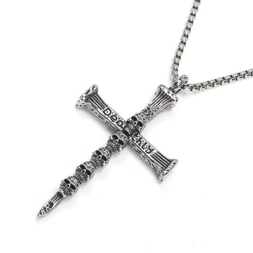 Collier de bijoux de titane, Acier titane, croix, Oindre, bijoux de mode & styles différents pour le choix & pour homme, couleur originale cm, Vendu par PC