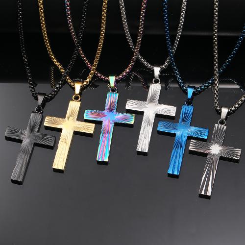 Collier de bijoux de titane, Acier titane, croix, Placage, bijoux de mode & styles différents pour le choix & pour homme, plus de couleurs à choisir Environ 60 cm, Vendu par PC