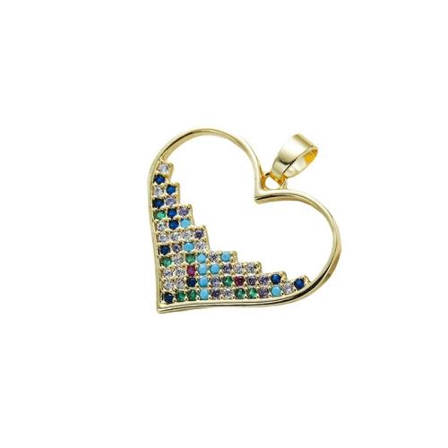 Colgante de Micro Pavé de Zirconía Cúbica, metal, Corazón, chapado en oro real, Bricolaje & micro arcilla de zirconia cúbica, más colores para la opción, 25x25mm, Vendido por UD