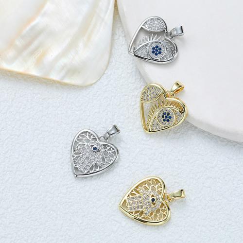 Cubic Zirconia Micro Pave Brass Pendant, plated, DIY & micro pave cubic zirconia 