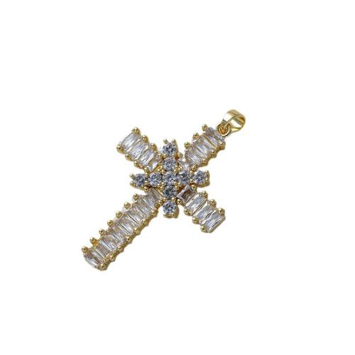 Colgante de Micro Pavé de Zirconía Cúbica, metal, Cruces, chapado, Bricolaje & micro arcilla de zirconia cúbica, más colores para la opción, 37x23mm, Vendido por UD