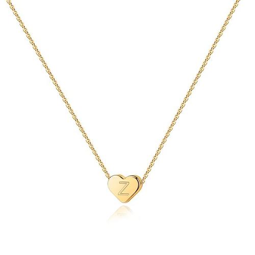 Collier de bijoux de titane, Acier titane, avec 304 chaîne en acier inoxydable, Placage, lettres sont de A à Z & styles différents pour le choix & pour femme, doré Environ 51-60 cm, Vendu par PC