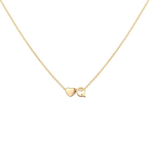 Collier de bijoux de titane, Acier titane, avec 304 chaîne en acier inoxydable, Placage, lettres sont de A à Z & styles différents pour le choix & pour femme, doré Environ 51-60 cm, Vendu par PC