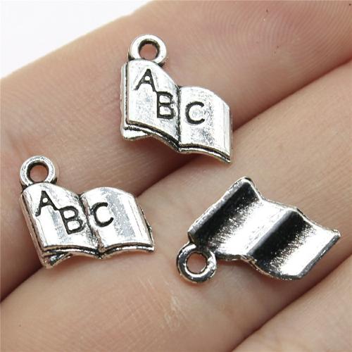 Zinc Alloy Jewelry Pendants, Book, antique silver color plated, DIY 