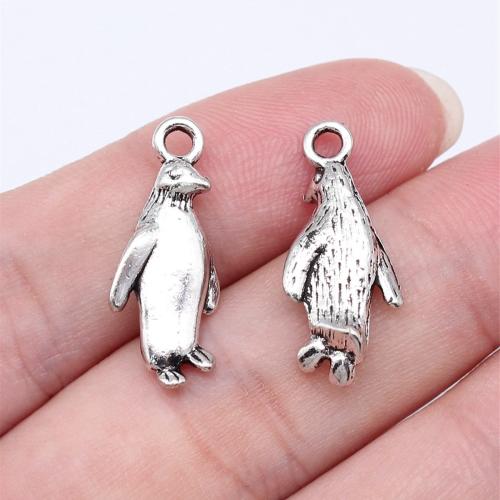 Zinc Alloy Animal Pendants, Penguin, antique silver color plated, DIY 