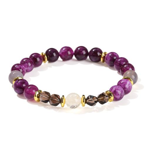 calcédoine mauve bracelet, avec perles de citrine & quartz fumé, Motif géométrique, fait à la main, bijoux de mode & pour femme, beads length 6mm,8mm Environ 6 pouce, Vendu par PC