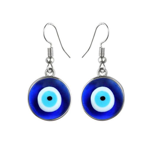 Pendientes de mal de ojo, acero inoxidable 304, Joyería & para mujer, azul, 40x20mm, Vendido por Par