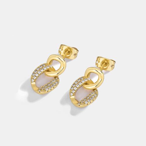 Cubic Zirconia Micro Pave Brass Earring, fashion jewelry & micro pave cubic zirconia & for woman 