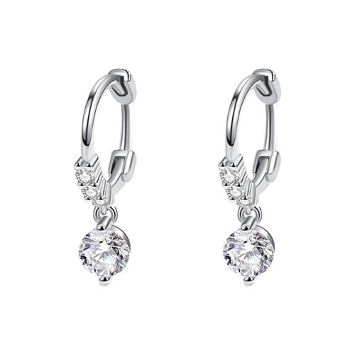 Silver Earring Zircon pavent Sterling, Argent sterling 925, bijoux de mode & pavé de micro zircon & pour femme Vendu par paire