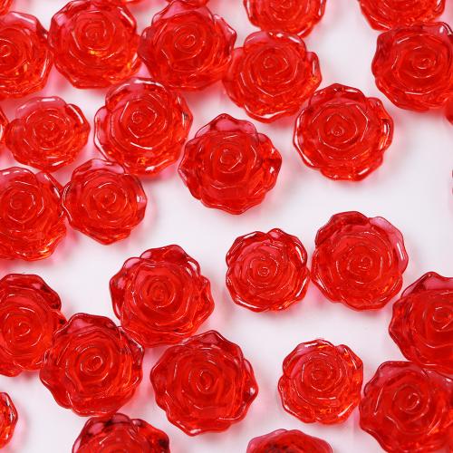 Acrylic Decoration, Rose, injection moulding, for home and office & DIY, red 